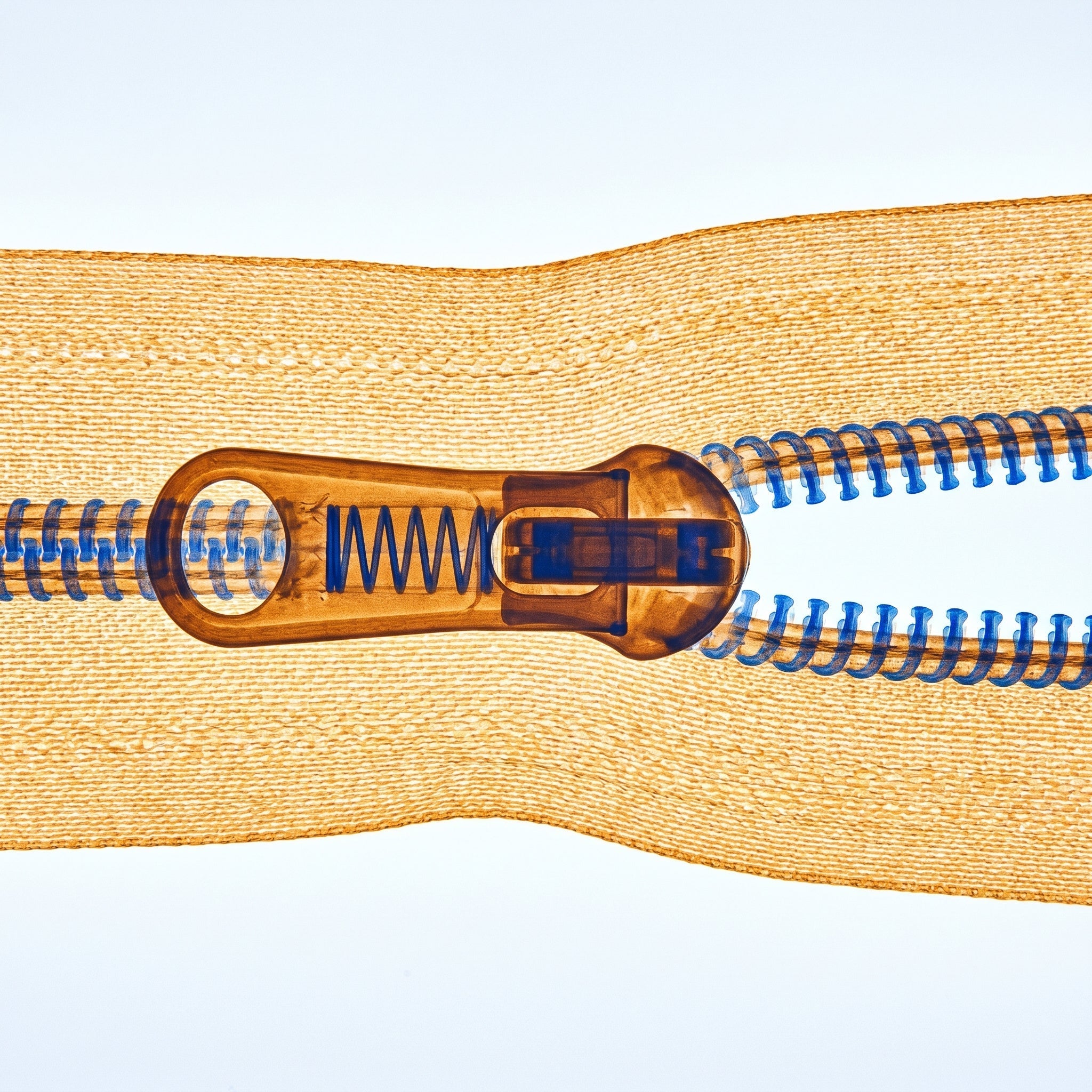 YKK zipper slider mechanism x-ray lightbox