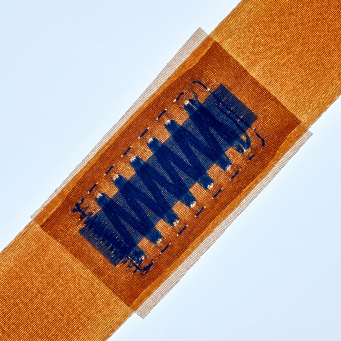 Bar tack reinforcement stitch on nylon webbing, x-ray lightbox